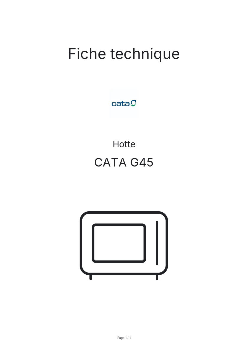 Page n°1 - Fiche technique CATA G45