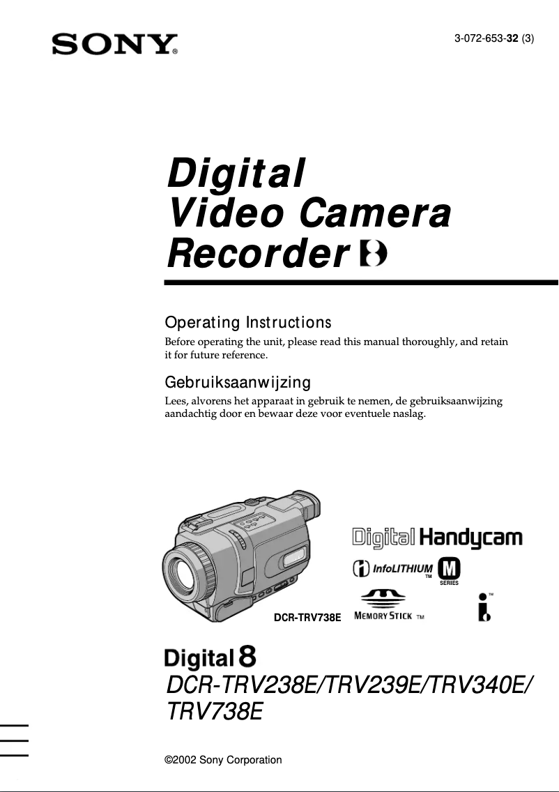 Page 1 de la notice Manuel utilisateur Sony DCR-TRV238