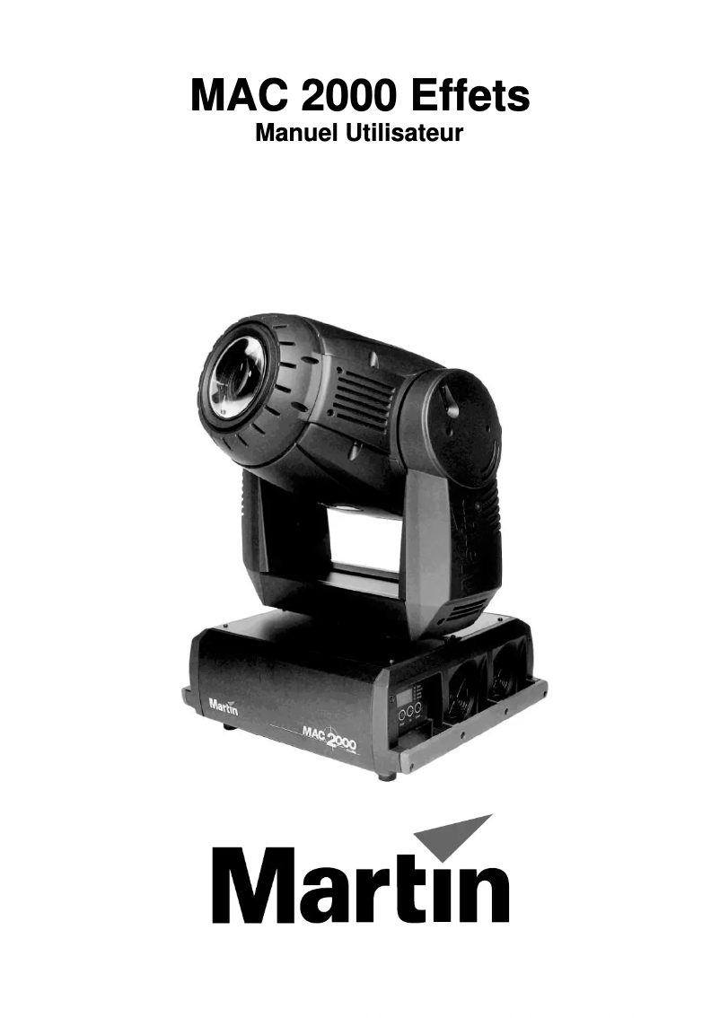 Page 1 de la notice Manuel utilisateur Martin MAC 2000 Profile II