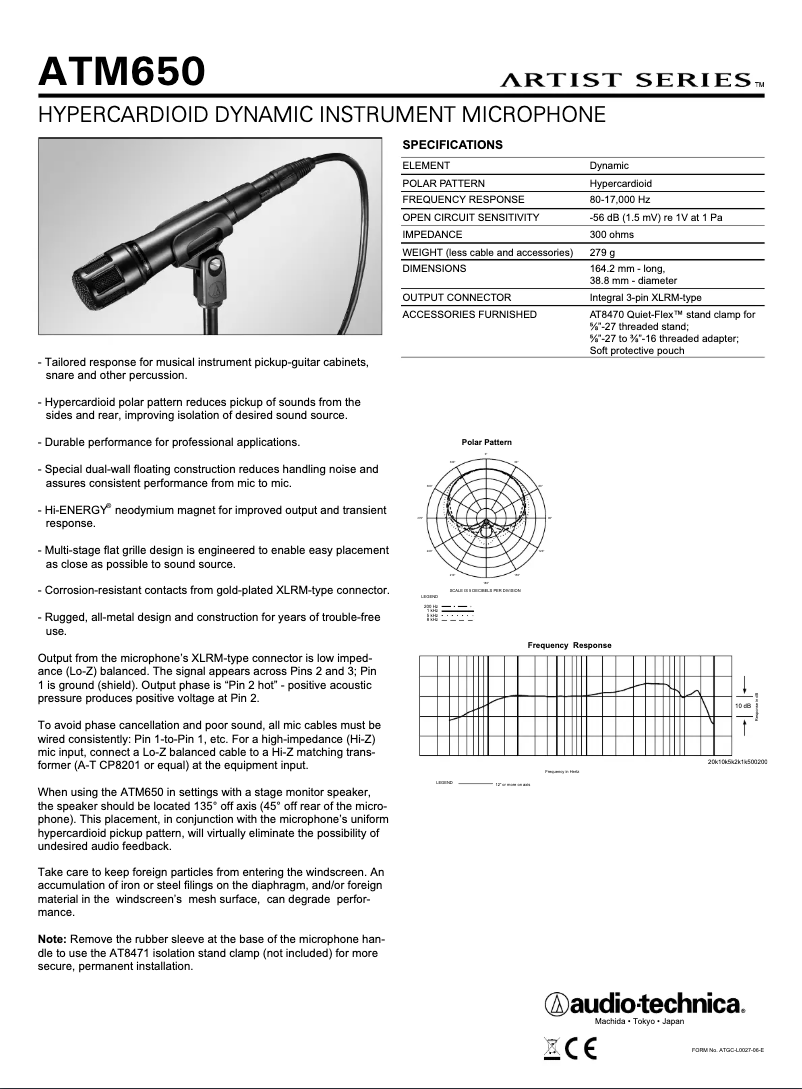 Página 1 del manual Manual de usuario Audio-Technica ATM-650