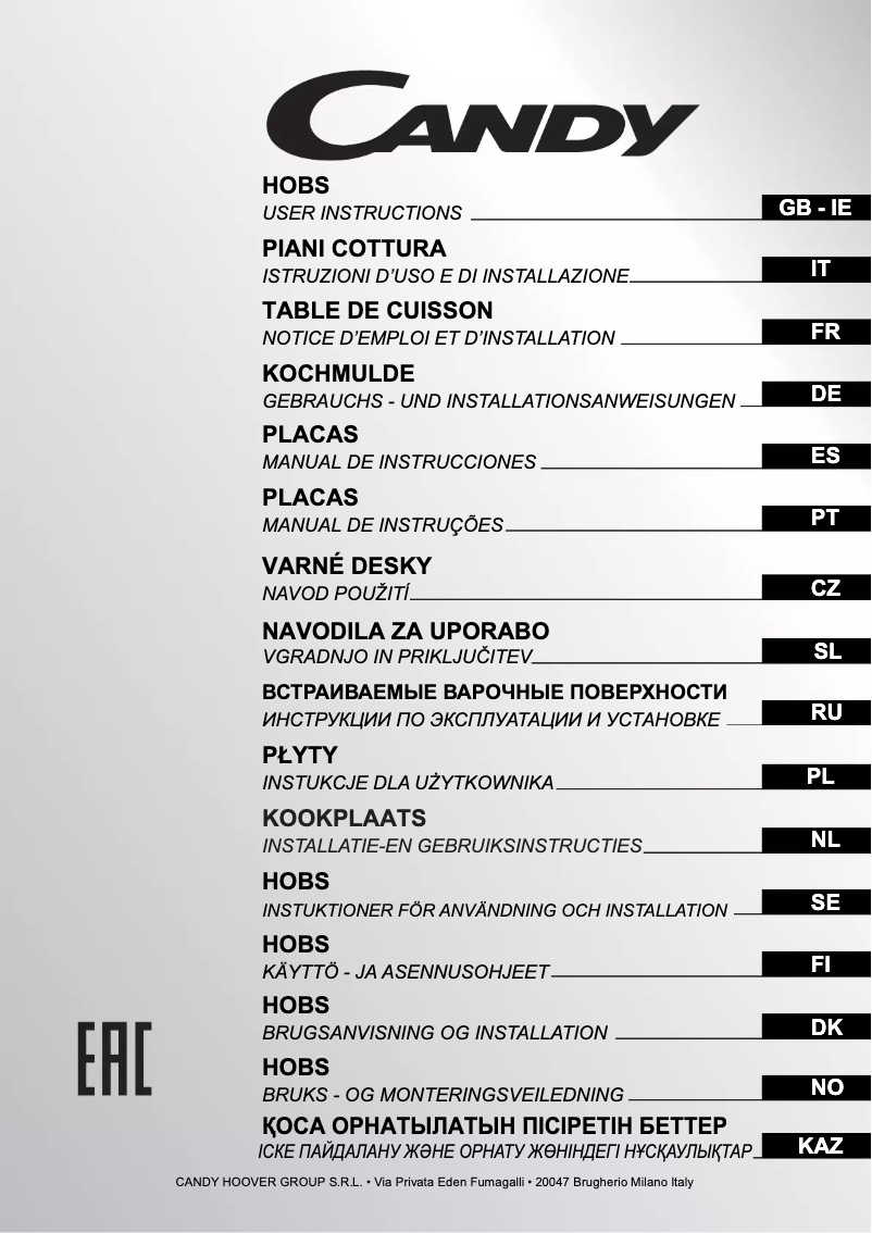 Page n°1 - Manuel utilisateur Candy CH64C