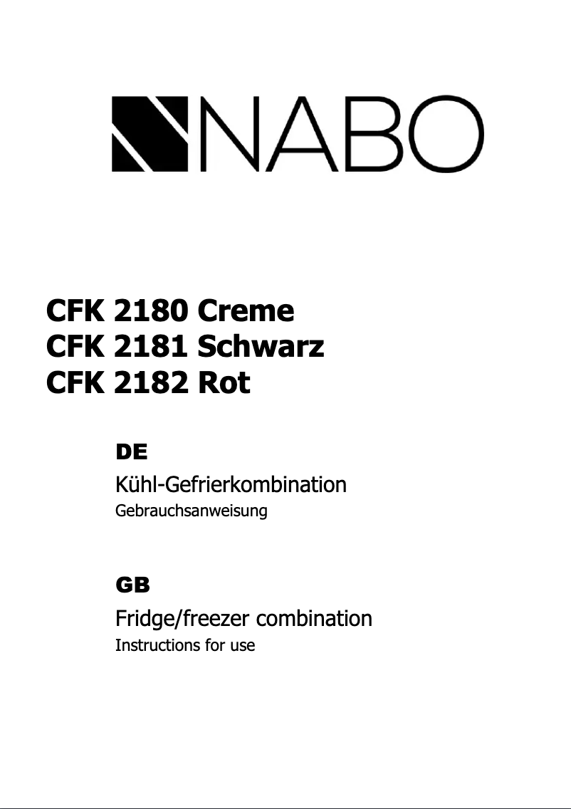 Page n°1 - Manuel utilisateur Nabo CFK 2182