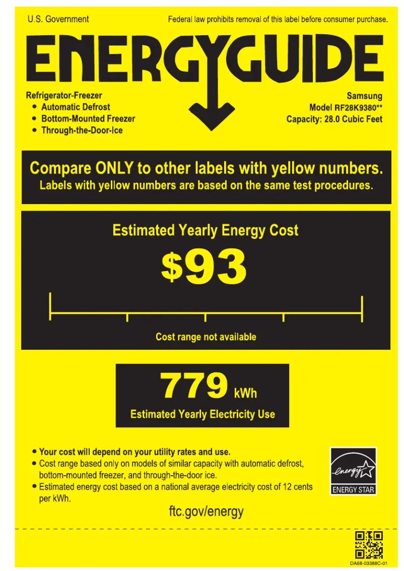 Page n°1 - Label énergétique Samsung RF28K9070SG