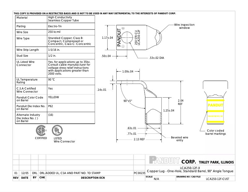 Page 1 de la notice Manuel utilisateur Panduit LCA250-12F-X