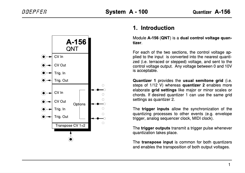 Page 1 de la notice Manuel utilisateur Doepfer A-156