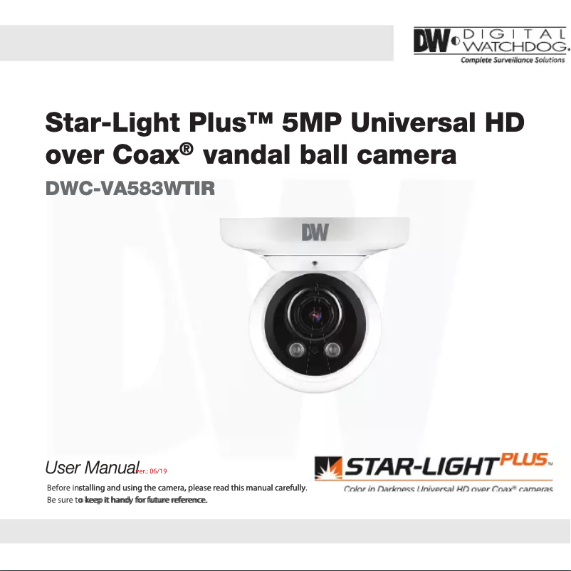 Image de la première page du manuel de l'appareil Star-Light Plus DWC-VA583WTIR