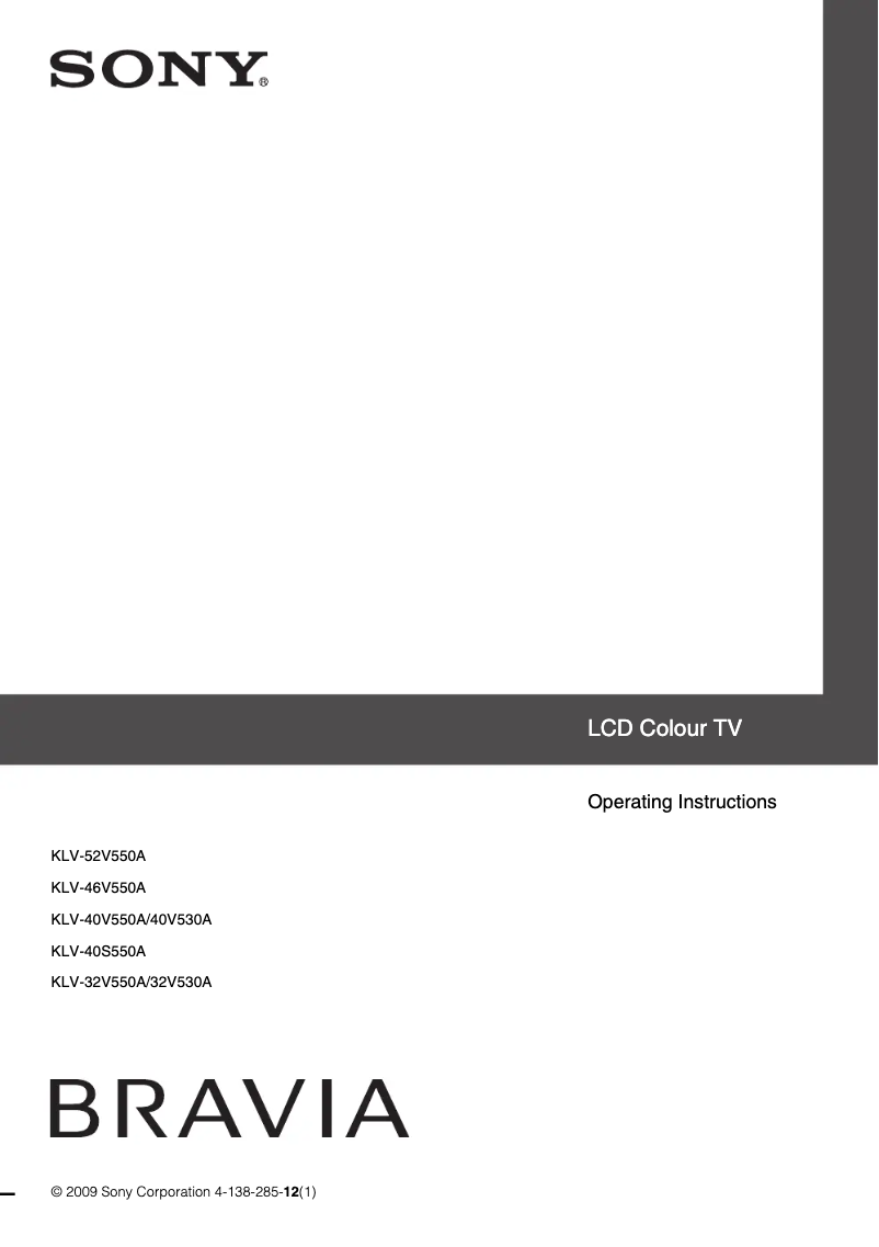 Page n°1 - Manuel utilisateur Sony KLV-46V550A
