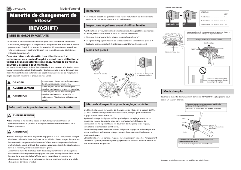 Page n°1 - Manuel utilisateur Shimano SL-C3000-7