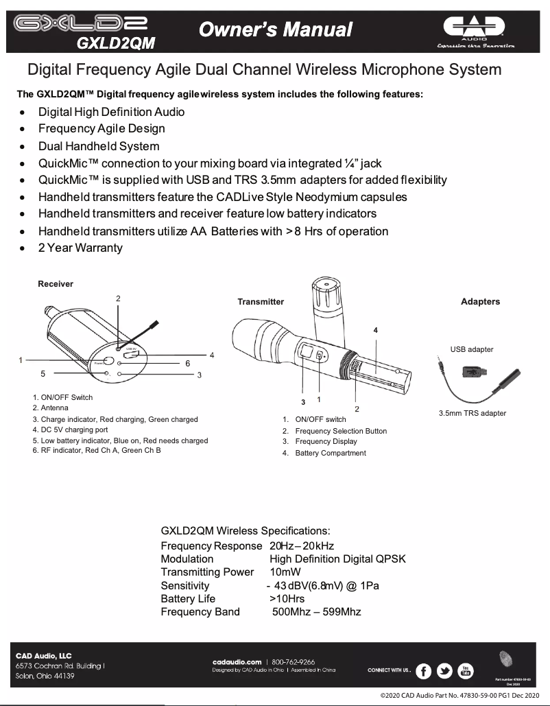 Imagen de la primera página del manual del dispositivo GXLD2QM