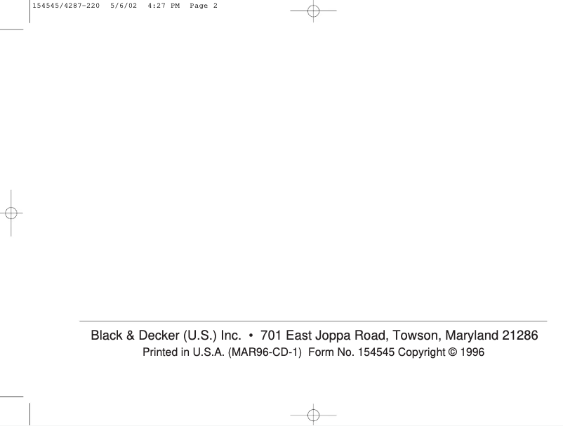 Page 1 de la notice Manuel utilisateur Black & Decker 4287-220