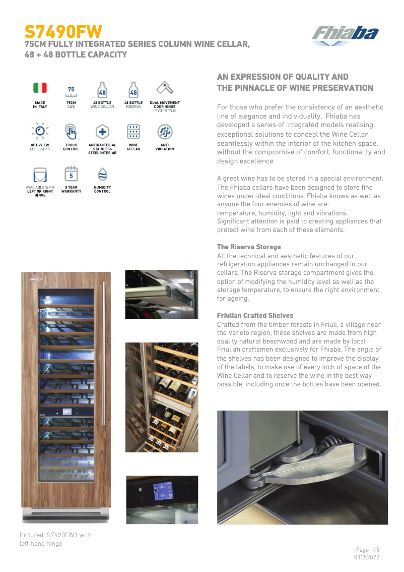 Page 1 de la notice Fiche technique Fhiaba S7490FW6A