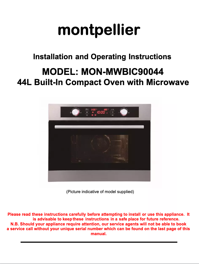 Image de la première page du manuel de l'appareil MWBIC90044