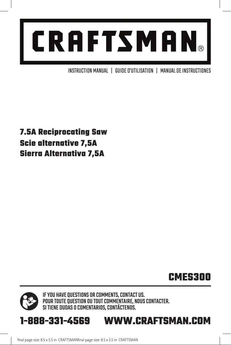 Page 1 de la notice Manuel utilisateur Craftsman CMES300
