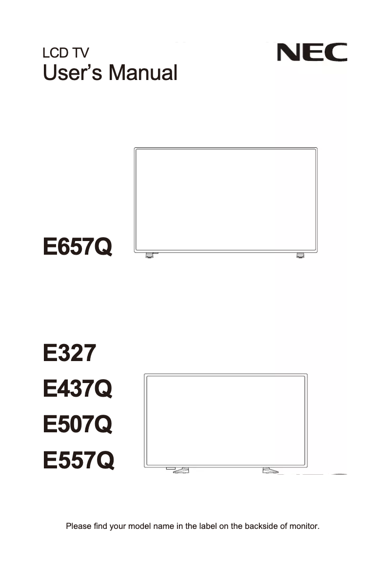 Image de la première page du manuel de l'appareil MultiSync E437Q