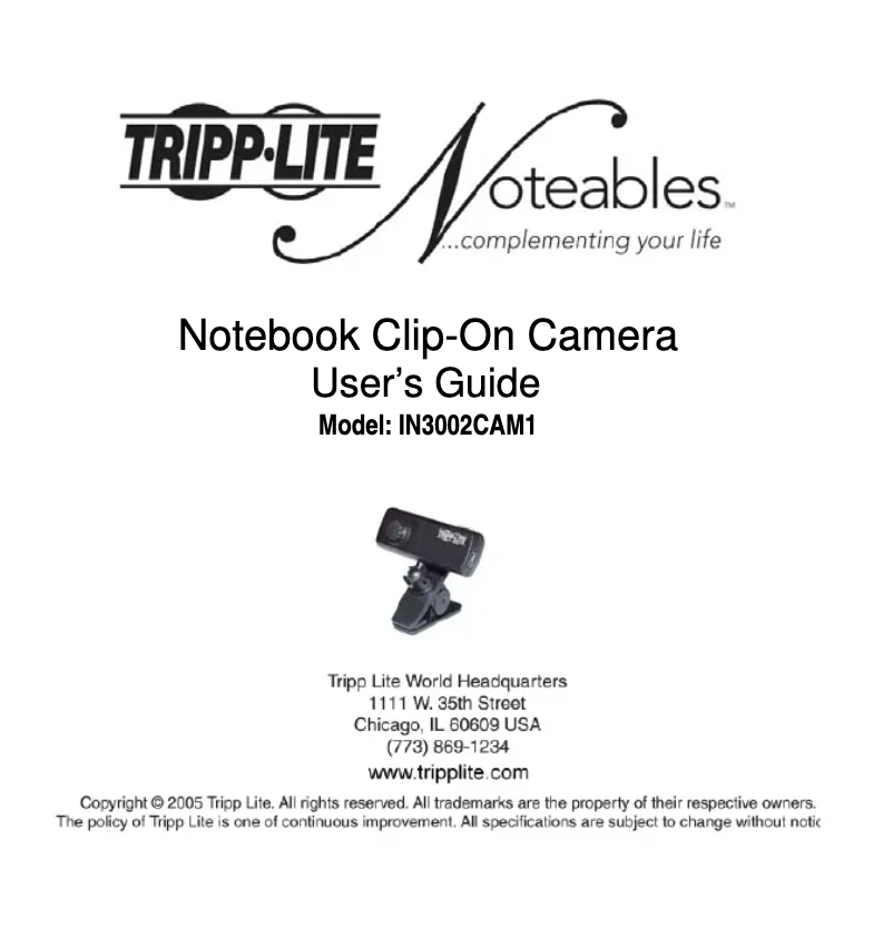 Image de la première page du manuel de l'appareil IN3002CAM1