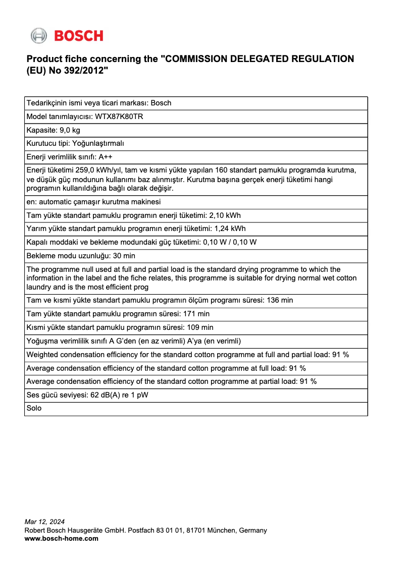 Image de la première page du manuel de l'appareil WTX87K80TR