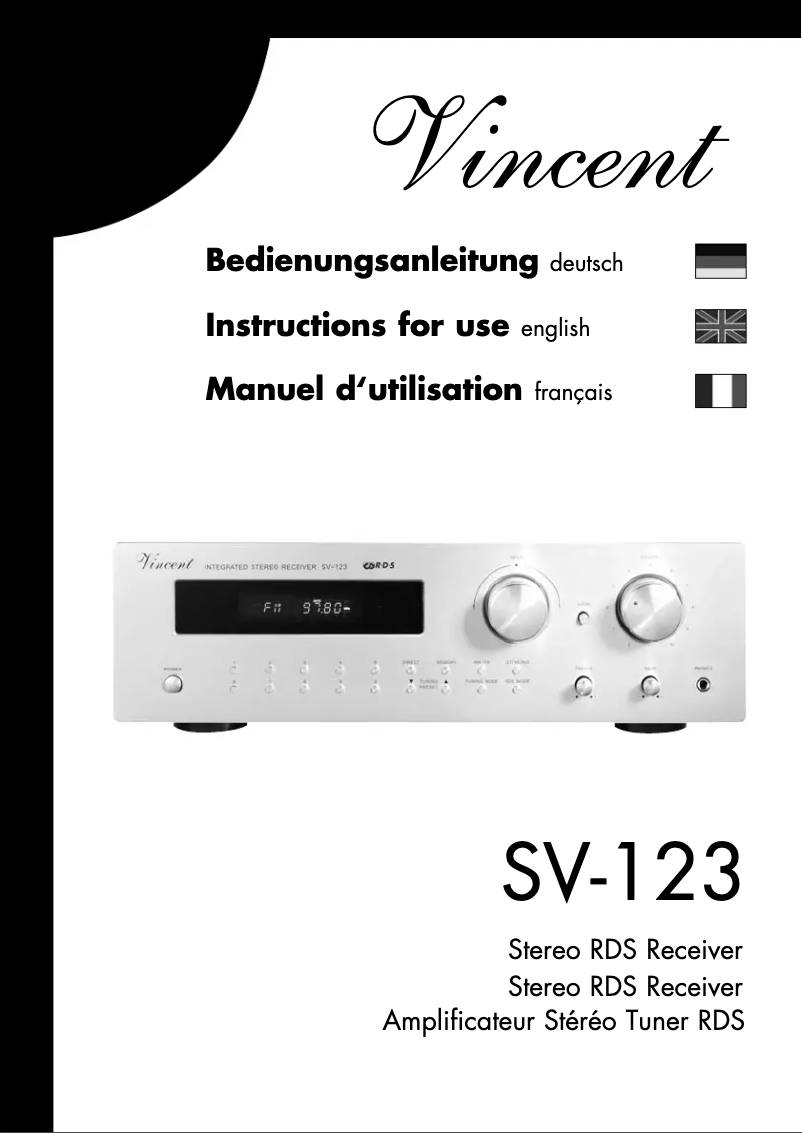 Page n°1 - Manuel utilisateur Vincent SV-123