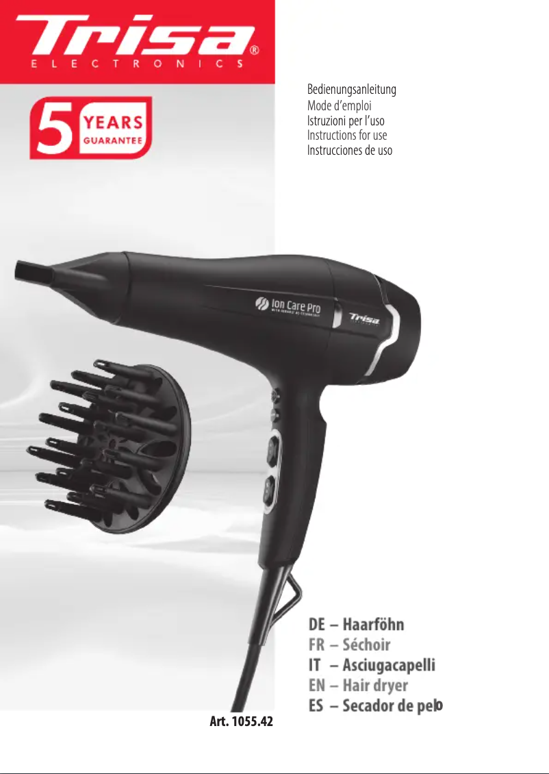 Image de la première page du manuel de l'appareil Ion Care Pro 1055.42