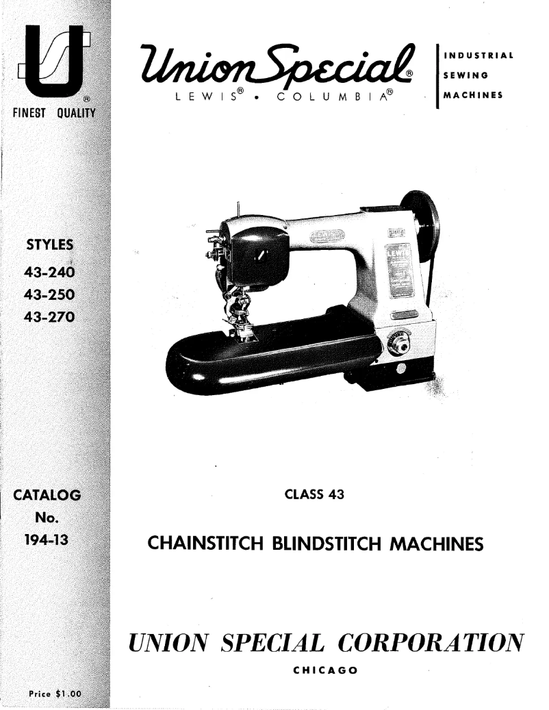 Page n°1 - Manuel utilisateur Union Special 43-270