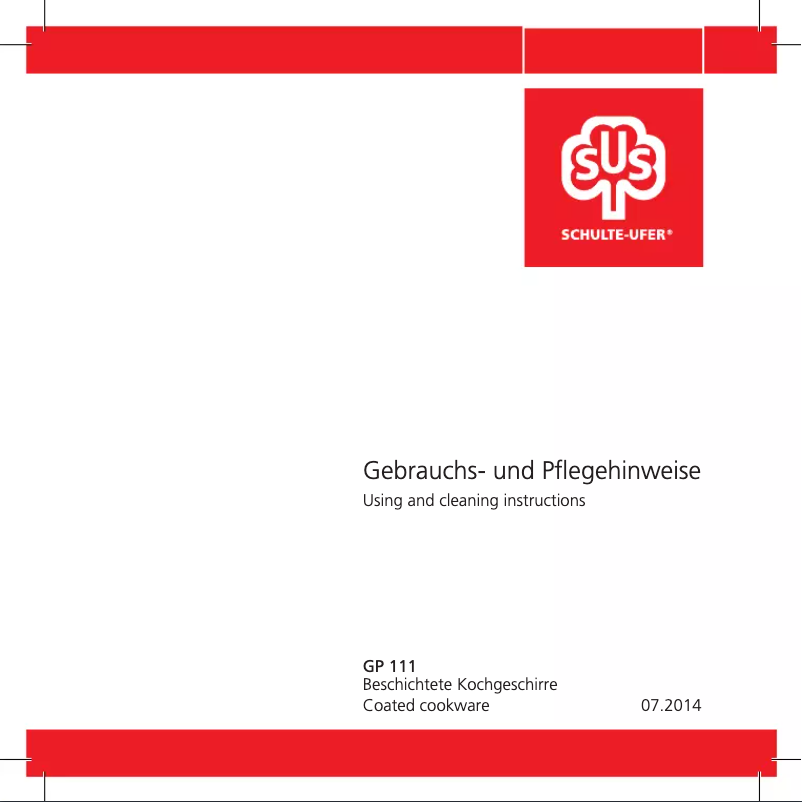 Page n°1 - Manuel utilisateur Schulte-Ufer GP 111
