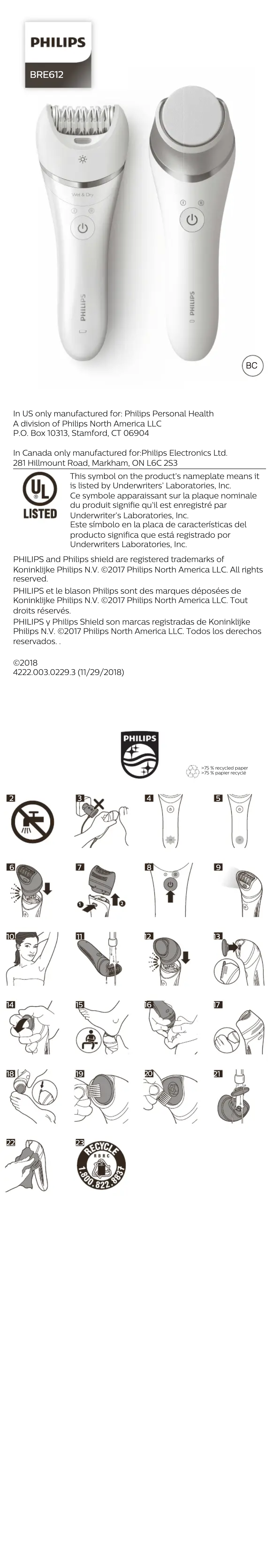 Página 1 del manual Manual de usuario Philips Satinelle Advanced BRE612