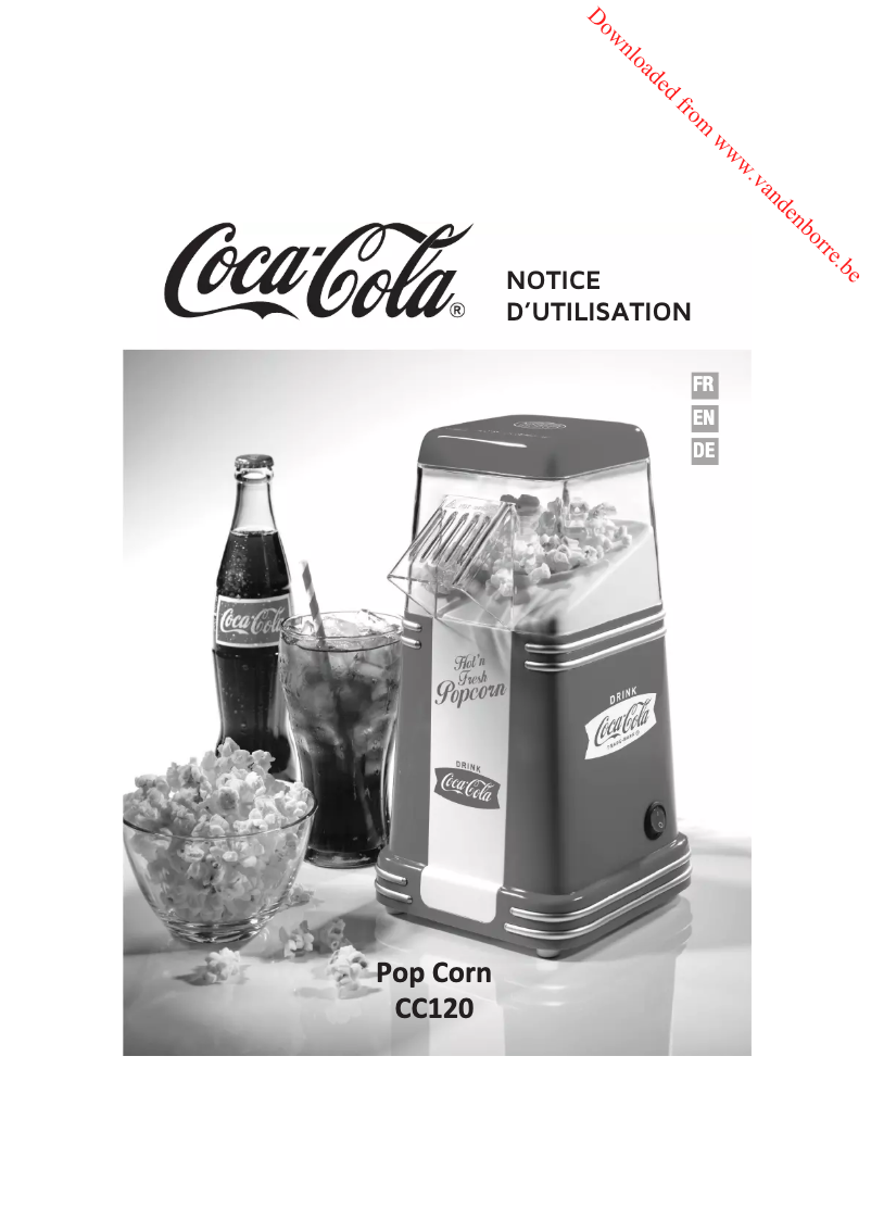 Page 1 de la notice Manuel utilisateur Coca-Cola Pop Corn CC120