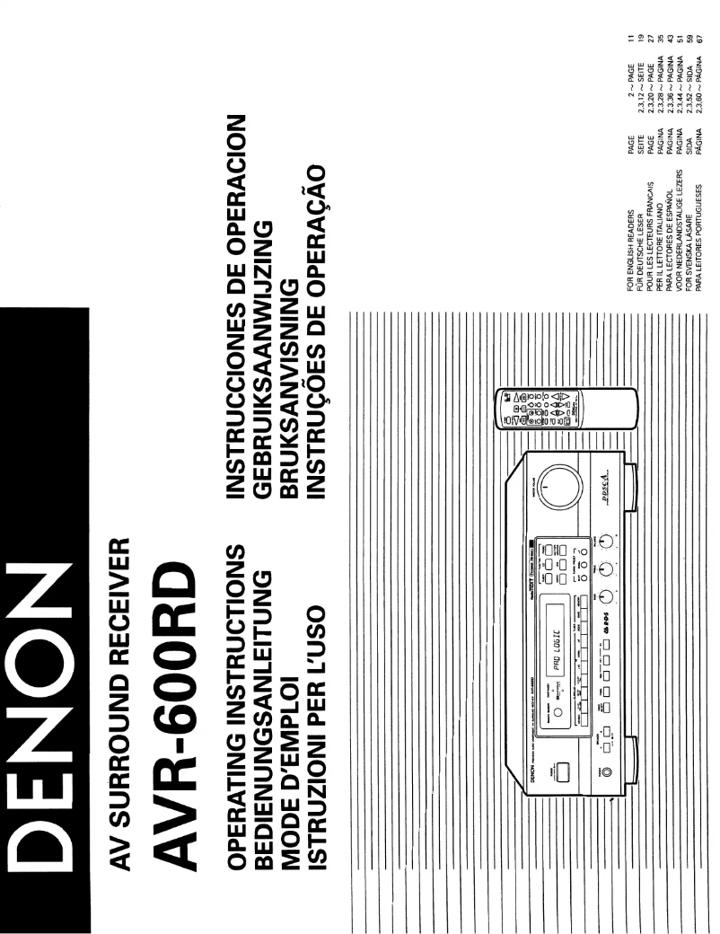 Page n°1 - Manuel utilisateur Denon AVR-600RD