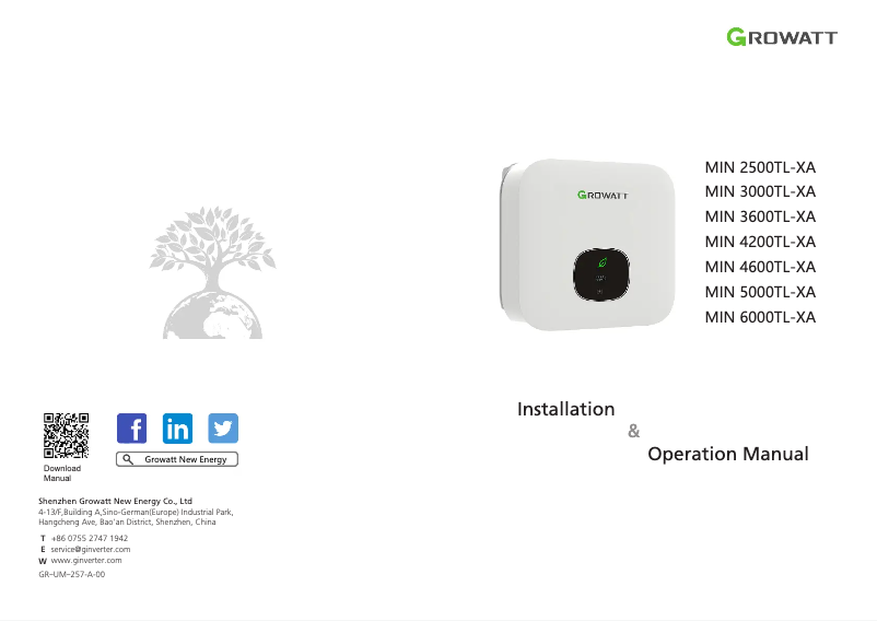 Image de la première page du manuel de l'appareil MIN 2500-5000TL-XA