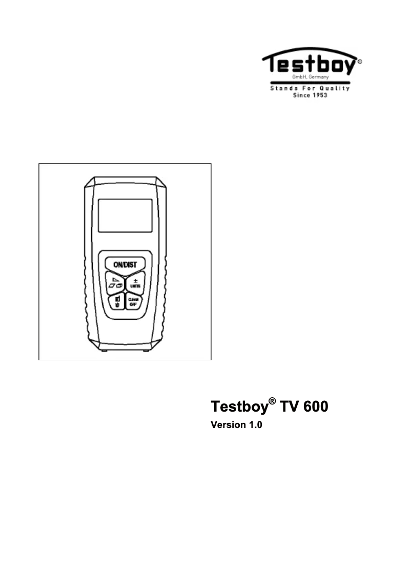 Page 1 de la notice Manuel utilisateur Testboy TV 600