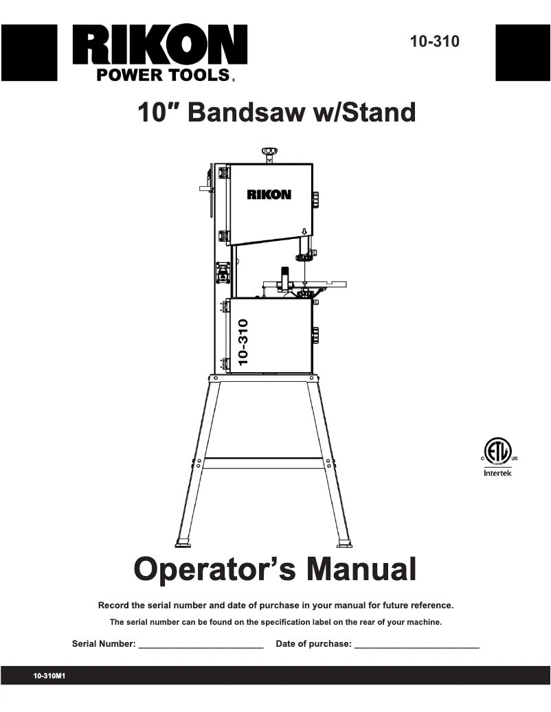 Página 1 del manual Manual de usuario RIKON 10-310