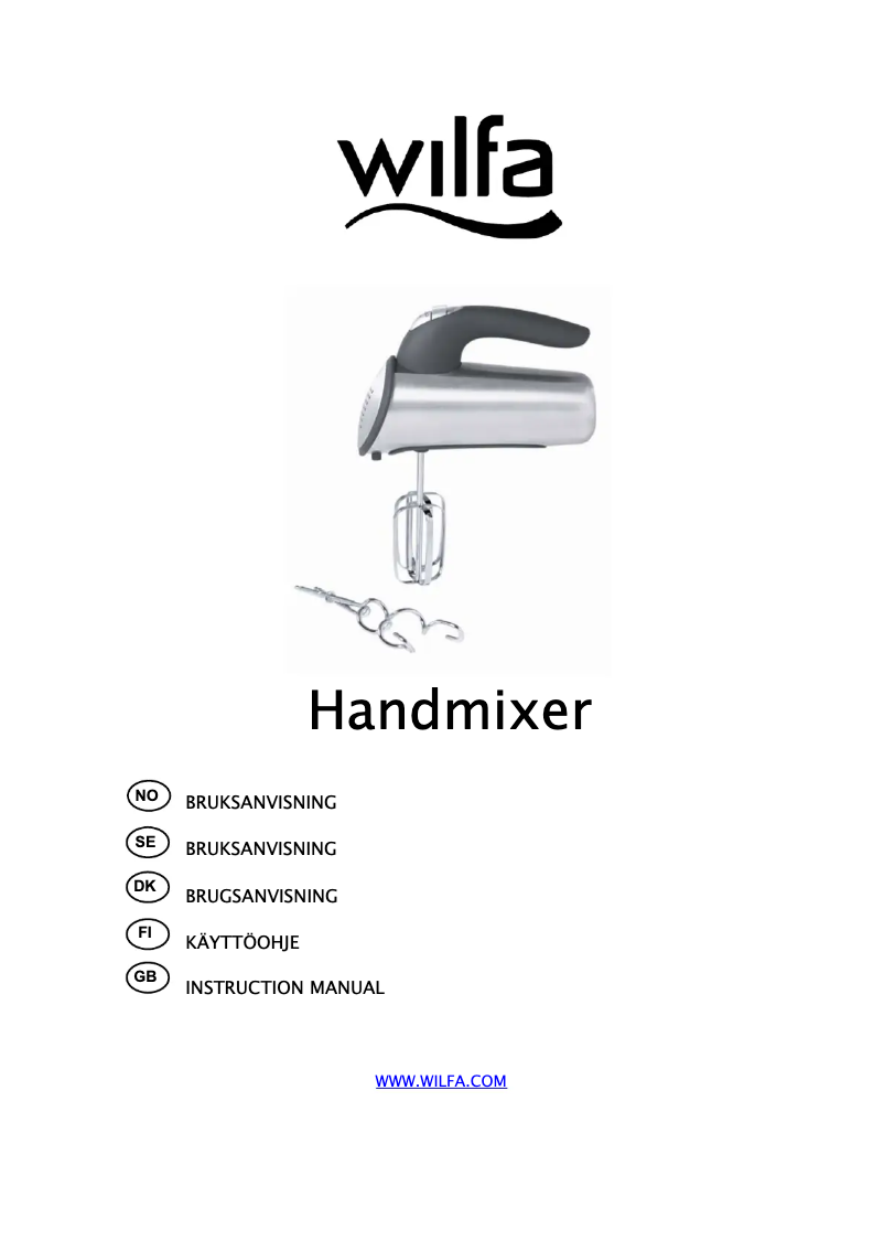 Page 1 of the manual User Manual Wilfa HM-1SS