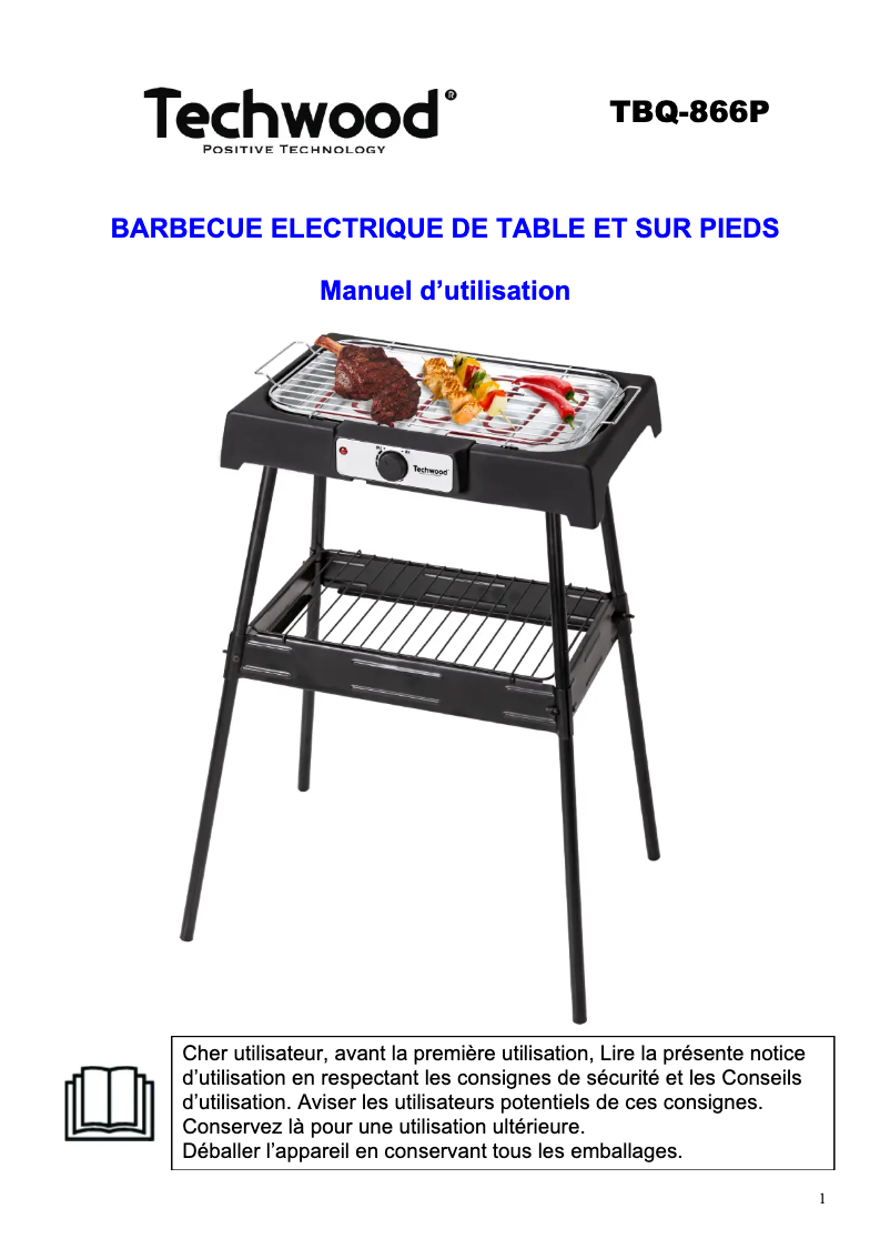 Page n°1 - Manuel utilisateur Techwood TBQ-816