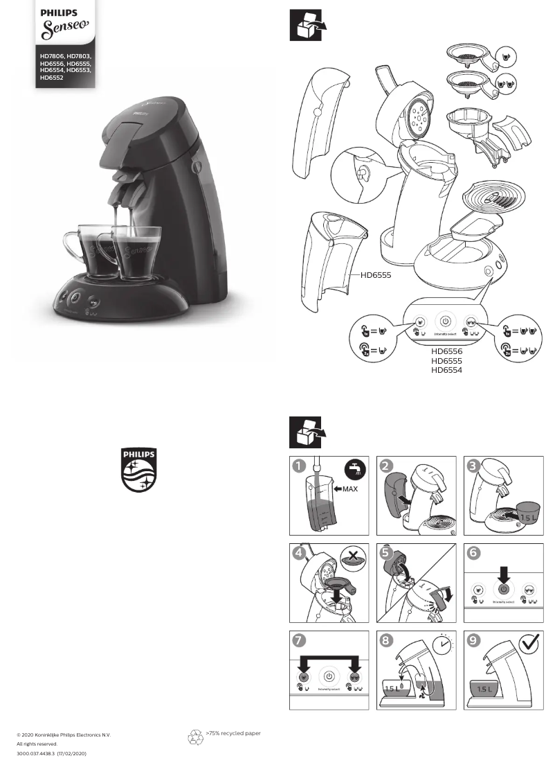 Image de la première page du manuel de l'appareil Senseo Original HD7806