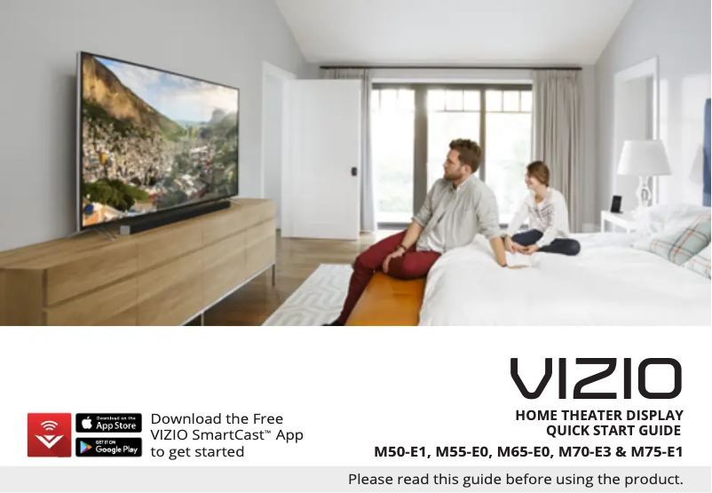 Page 1 de la notice Guide de démarrage rapide VIZIO M70-E3