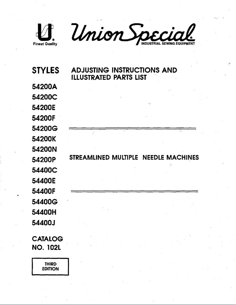 Page n°1 - Manuel utilisateur Union Special 54200F