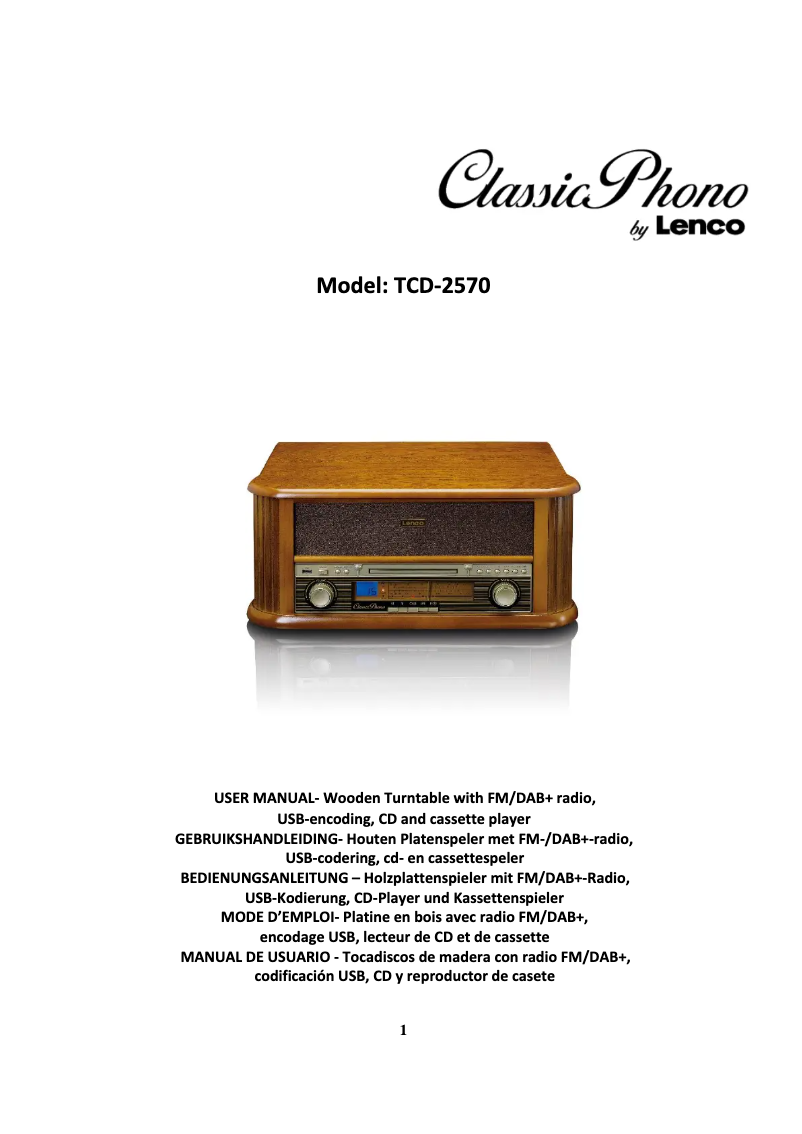 Page n°1 - Manuel utilisateur Classic Phono TCD-2570