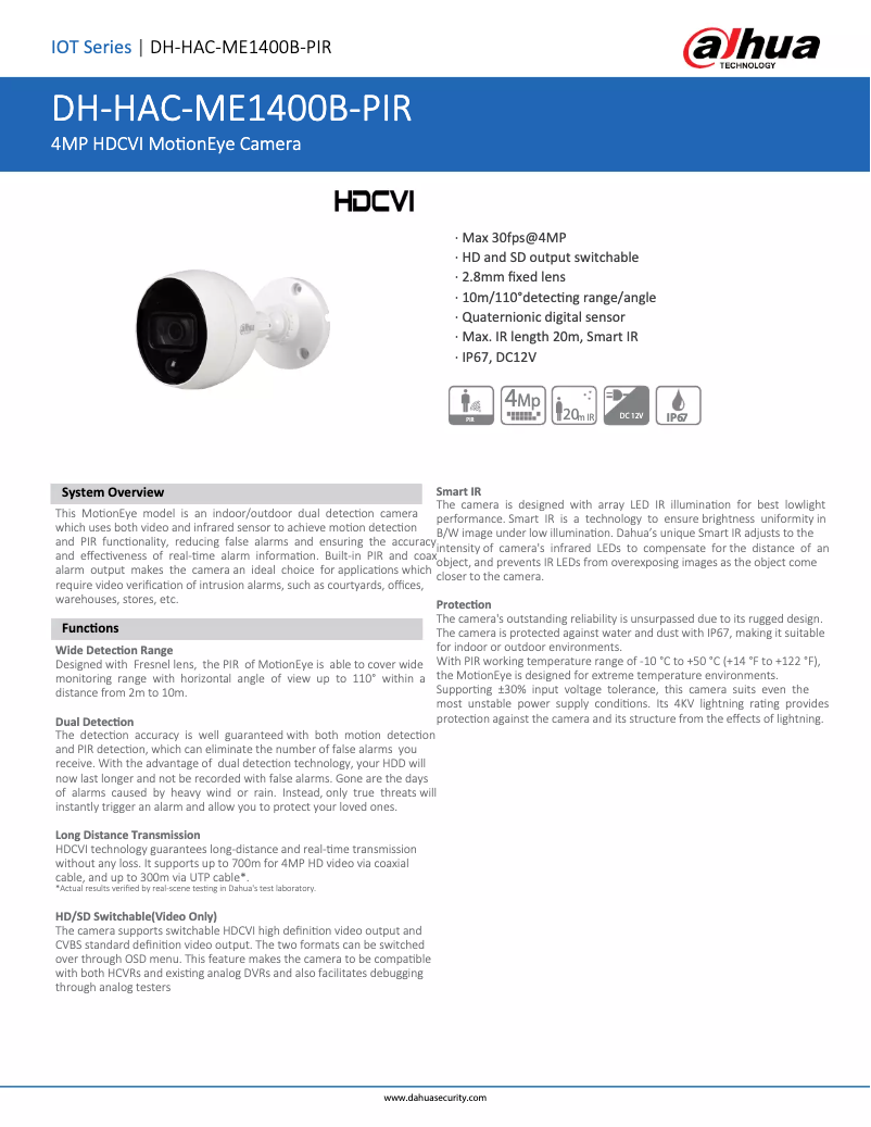 Image de la première page du manuel de l'appareil HAC-ME1400B-PIR