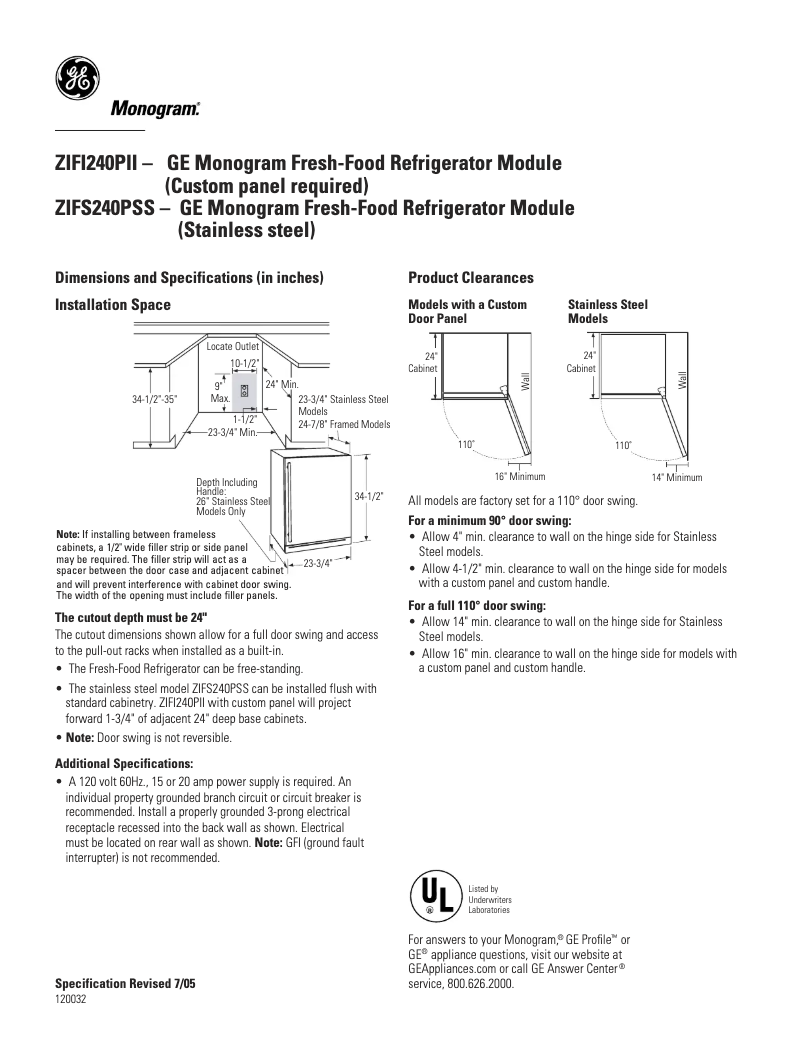 Image de la première page du manuel de l'appareil ZIFI240PLII