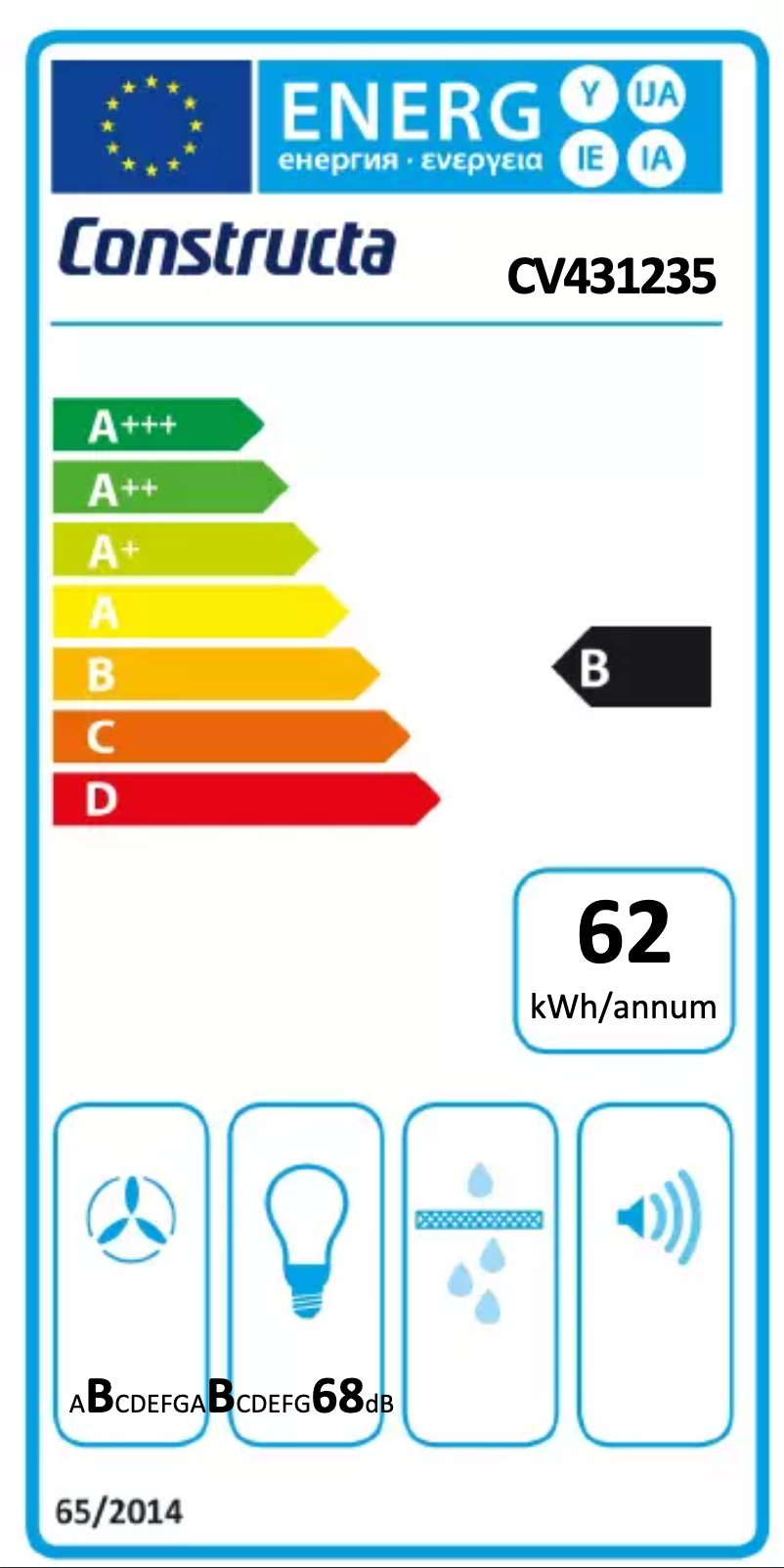 Page 1 de la notice Label énergétique Constructa CV431235