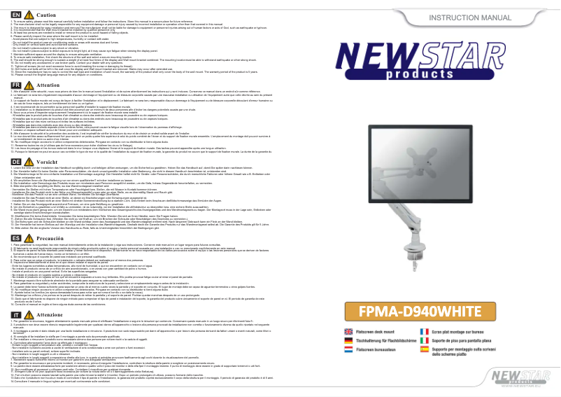 Page 1 de la notice Manuel utilisateur Newstar FPMA-D940