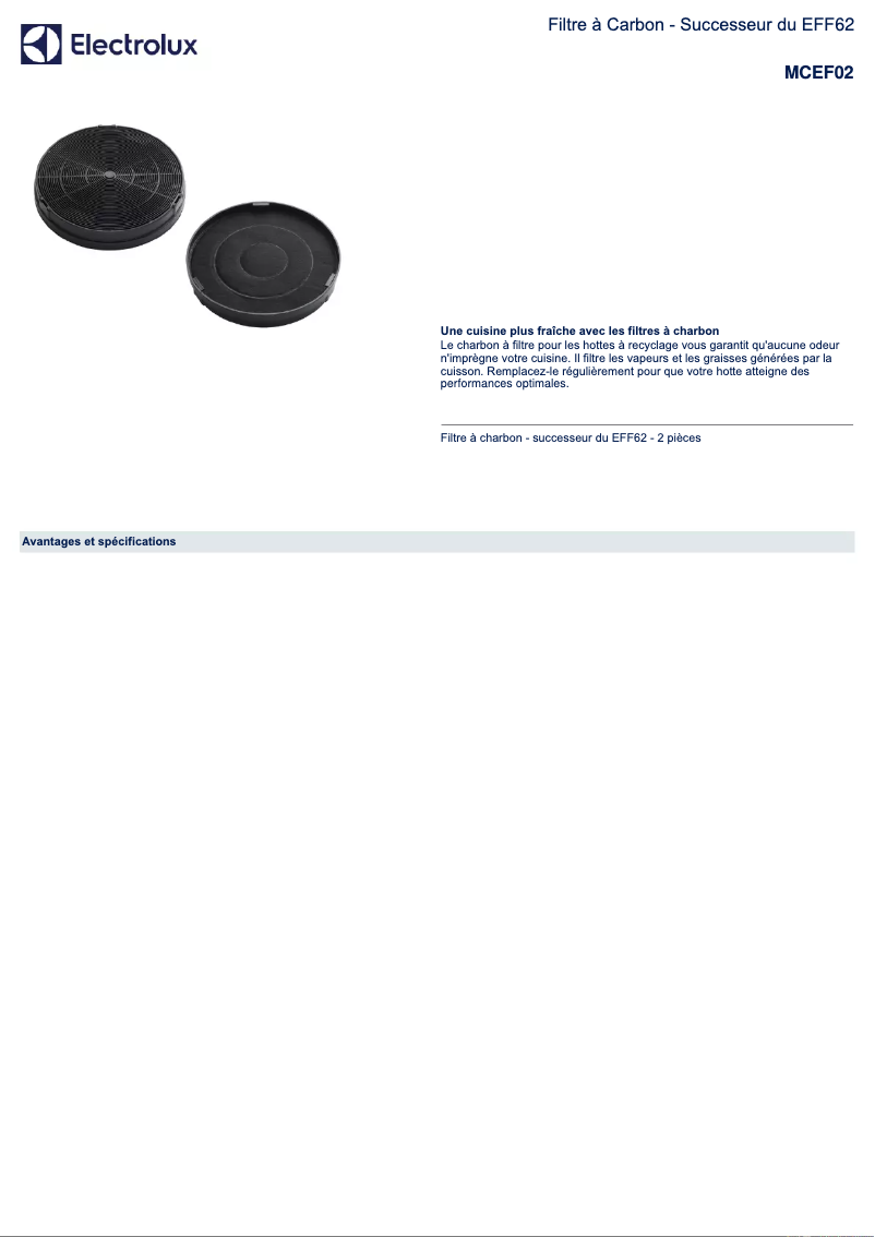 Page 1 de la notice Manuel utilisateur AEG MCEF02