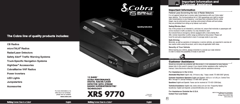 Página 1 del manual Manual de usuario Cobra XRS 9770