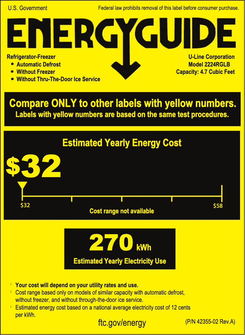 Page n°1 - Label énergétique U-Line U-2224RGL