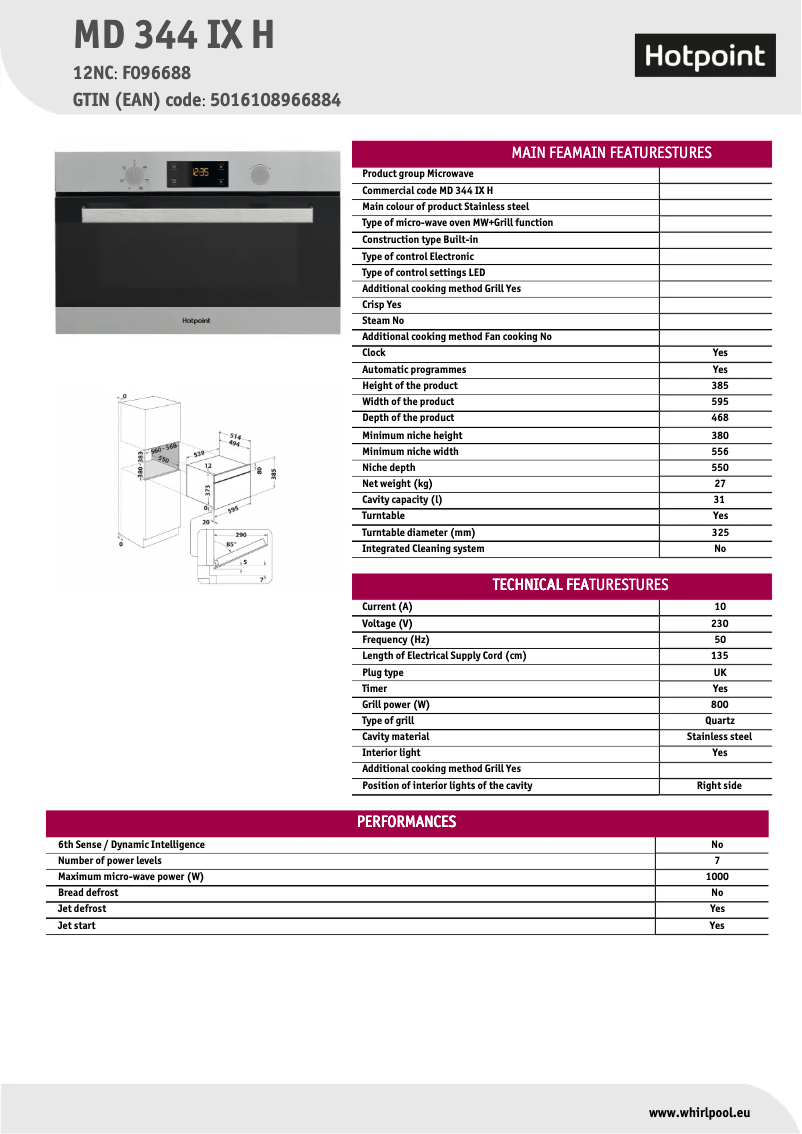 Imagen de la primera página del manual del dispositivo MD 344 IX H