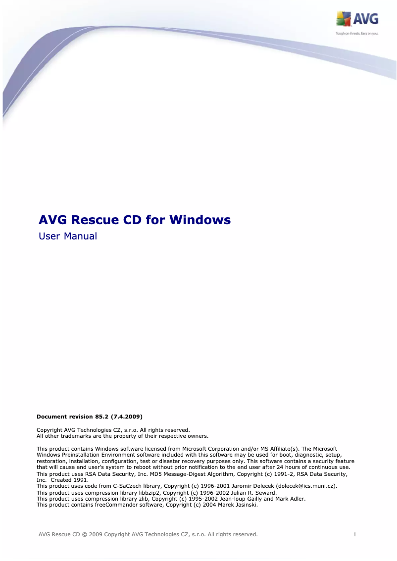 Image de la première page du manuel de l'appareil Rescue CD (Windows)