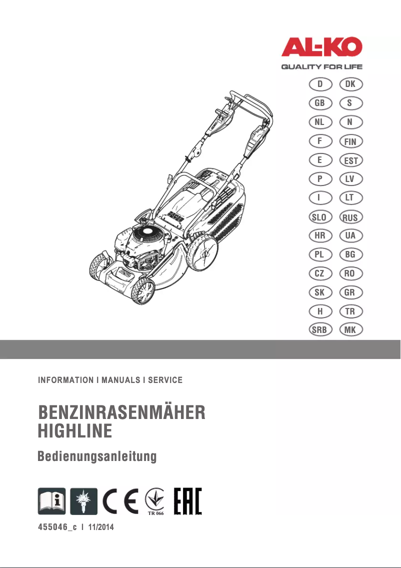 Page n°1 - Manuel utilisateur AL-KO Highline 477 VS