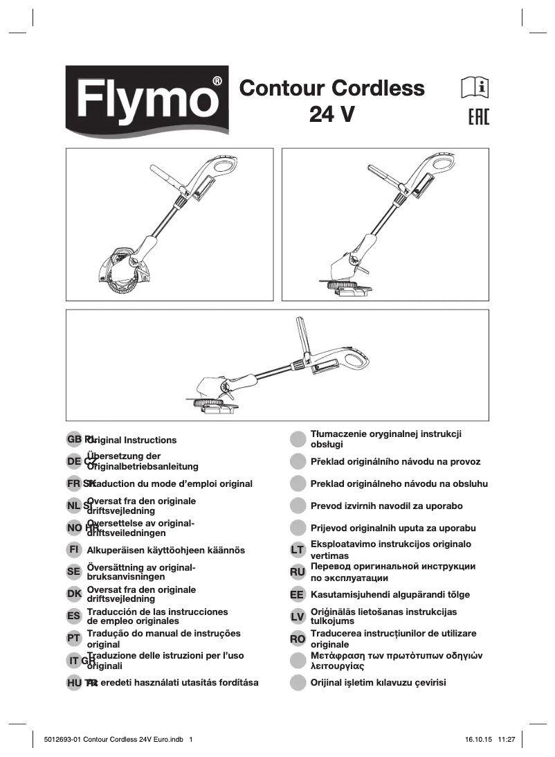 Page n°1 - Manuel utilisateur Flymo Contour Cordless 24V