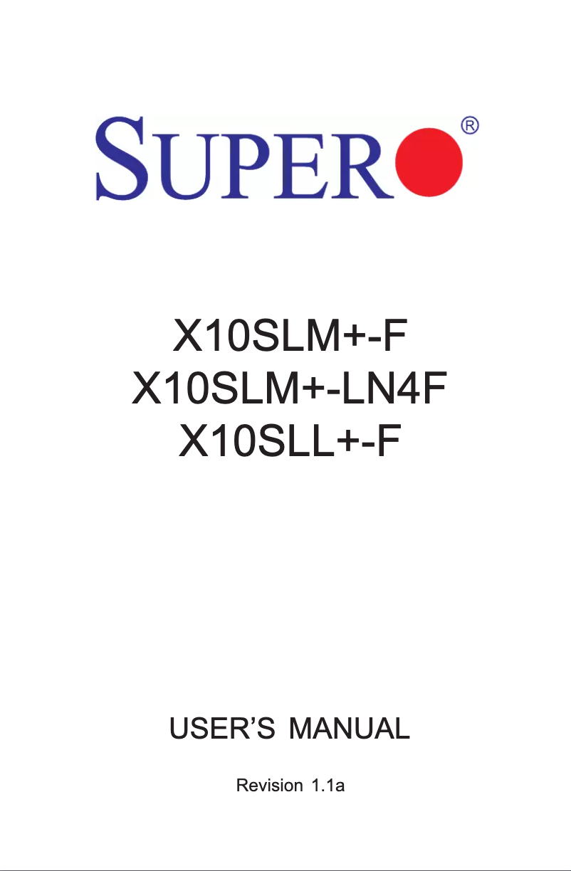 Page 1 de la notice Manuel utilisateur Supermicro X10SLL+-F
