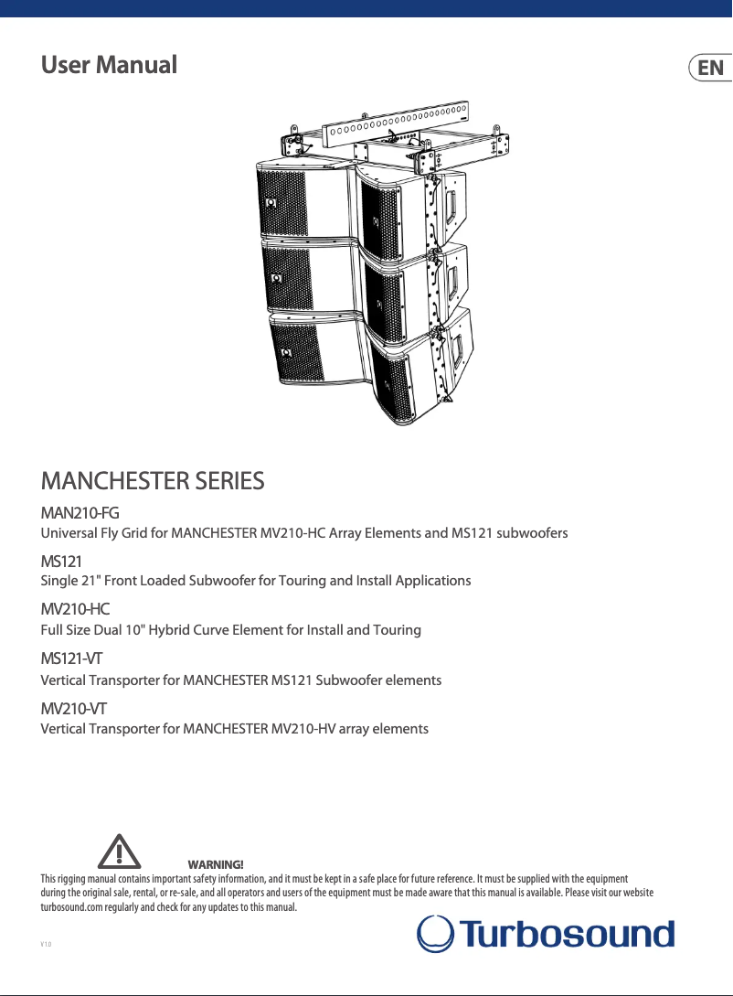 Page n°1 - Manuel utilisateur Turbosound MS121