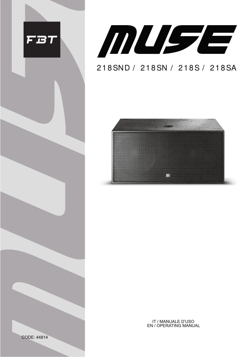 Page n°1 - Manuel utilisateur FBT MUSE 218SA